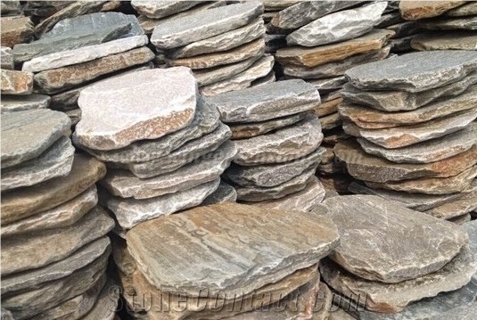 Rust/ Yellow Slate Stepping Stone, Irregular Stepping Stone, Random Shape Flagstone, Exterior Paving Stone, Outside Step Stone, Random Shape Paving Stone, Xiamen Winggreen Stone