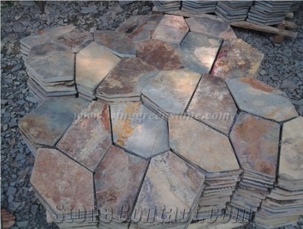Rust Yellow/ Yellow Crazy Flagstone, Yellow Slate Flag Radom Shape, Yellow Wooden Vein Pavers, Random Flag Stone, Yellow Slate Wall Cladding, Yellow Slate Floor Decoration, Xiamen Winggreen Stone