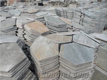 Rust Yellow/ Yellow Crazy Flagstone, Yellow Slate Flag Radom Shape, Yellow Wooden Vein Pavers, Random Flag Stone, Yellow Slate Wall Cladding, Yellow Slate Floor Decoration, Xiamen Winggreen Stone