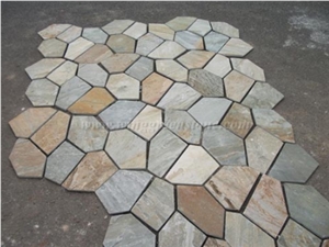 Rust Yellow/ Yellow Crazy Flagstone, Yellow Slate Flag Radom Shape, Yellow Wooden Vein Pavers, Random Flag Stone, Yellow Slate Wall Cladding, Yellow Slate Floor Decoration, Xiamen Winggreen Stone