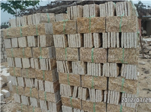 Tiger Skin Yellow Granite Mushroom Stone, Mushroomed Cladding, Mushroom Wall, Mushroomed Stone, Mushroom Wall Cladding, Xiamen Winggreen Stone