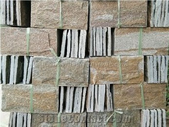 Yellow/ Rust Yellow Granite Mushroom Stone, Mushroomed Cladding, Mushroom Wall, Mushroomed Stone, Mushroom Wall Cladding, Xiamen Winggreen Stone
