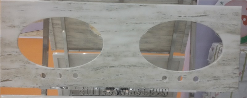 Sichuan Wooden Vein White Marble Vanity Tops, Sichuan White Marble Vanity Tops