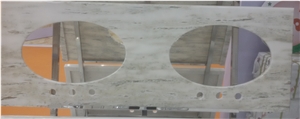 Sichuan Wooden Vein White Marble Vanity Tops, Sichuan White Marble Vanity Tops