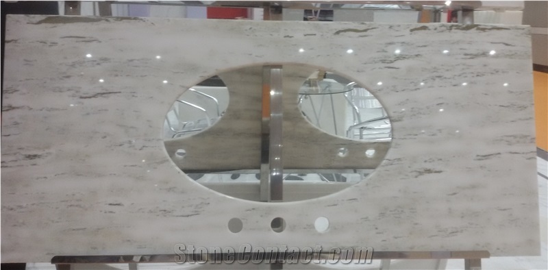 Sichuan Wooden Vein White Marble Vanity Tops, Sichuan White Marble Vanity Tops