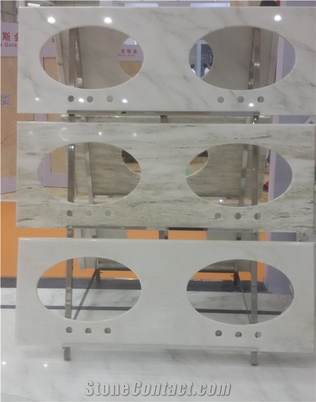 Sichuan Wooden Vein White Marble Vanity Tops, Sichuan White Marble Vanity Tops