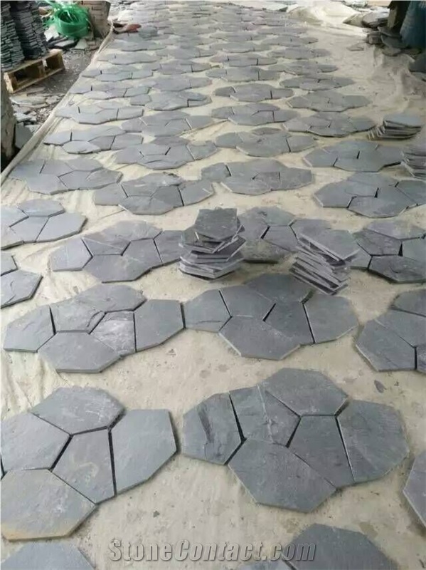 Black Slate Flagstone / Paving Stone / Walkway Pavers /Courtyard Road Pavers /Exterior Pattern /Floor Covering