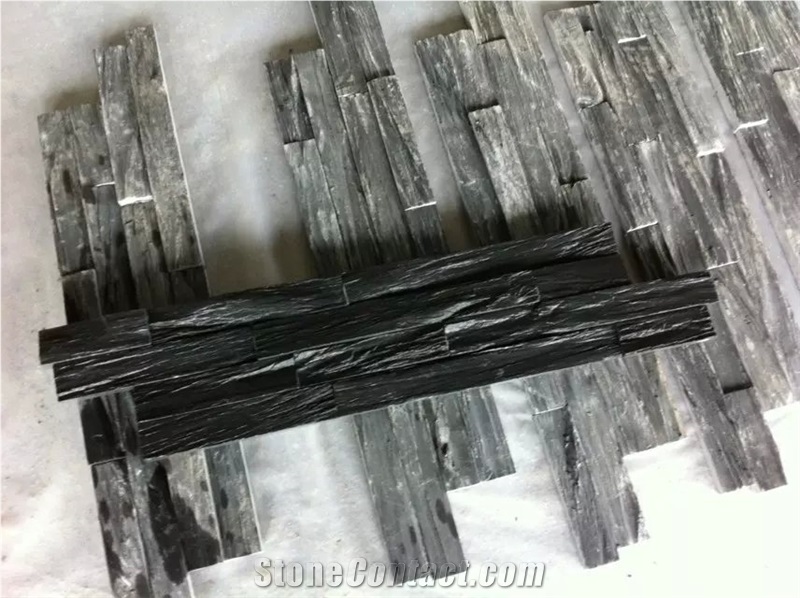 China Black Slate Culture Stone for Wall Cladding