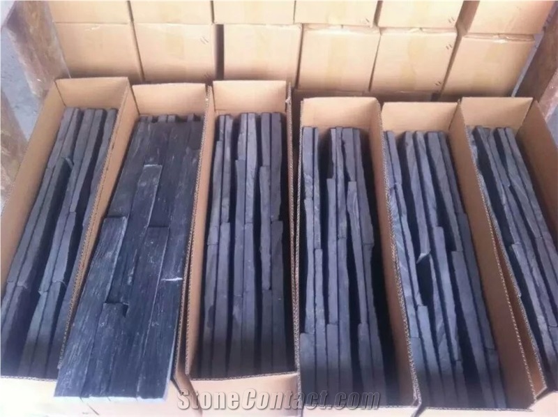 China Black Slate Culture Stone for Wall Cladding