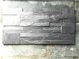 Black Slate Wall Cladding, Slate Cultured Stone, Stacked Stone Veneer