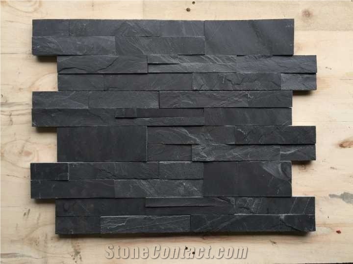 Black Slate Wall Cladding, Slate Cultured Stone, Stacked Stone Veneer