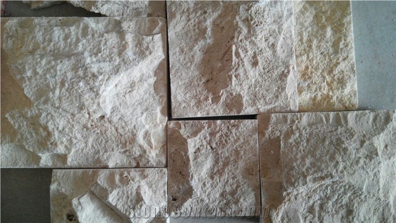 Chinese Yellow Limestone Mushroomed Stone, Mushroom Wall Cladding