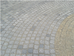 Granit Bretagne Cobble Stones 1 Side Sawn and Blasted, Grey Granite Cube Stone & Pavers