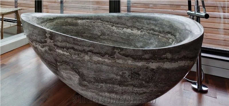 Titanium Travertine Bath Tub - Bathtubs and Shower Trays in Natural Stone