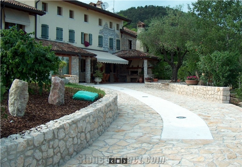Bianco Di Apricena Irregular Flagstone Walkway and Driveway Pavers