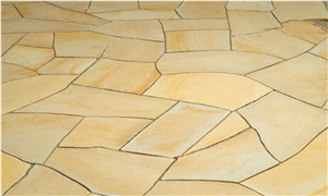 Toscana Limestone Crazy Paving Stone, Yellow Limestone Irregular Flagstones