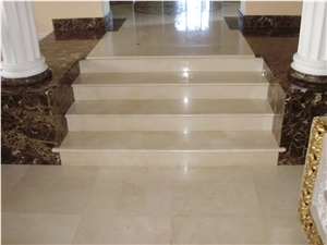 Crema Marfil and Dark Emperador Marble Steps, Risers