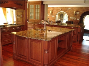 Crystal Yellow Granite Kitchen Countertops/Granite Kitchen Bar Top/Crystal Yellow Granite Kitchen Island Tops/Crystal Yellow Granite Kitchen Worktops/Kitchen Countertops/Kitchen Tops