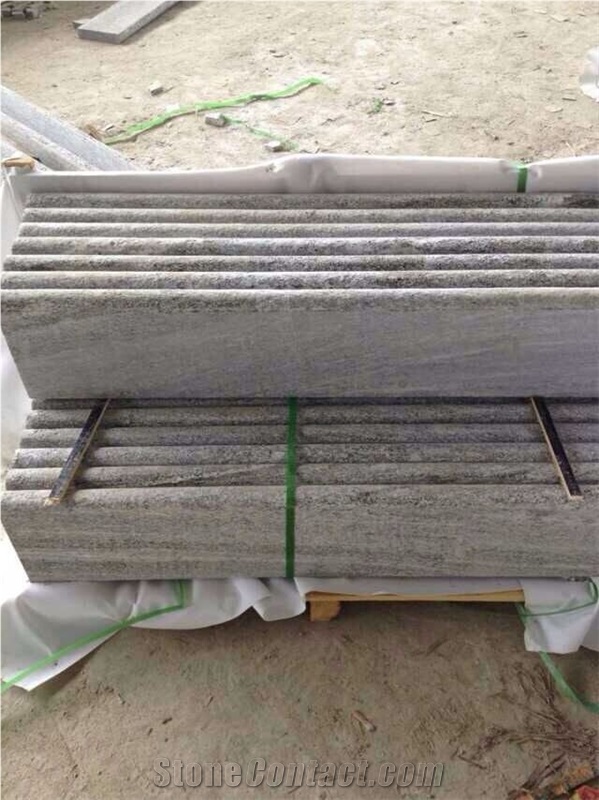 Santiago Grey Granite, Granite Steps, Stair, Riser, Bullnose, Flamed Stair, Sandblasted Stair, Staircase, Deck Stair, Stair Treads