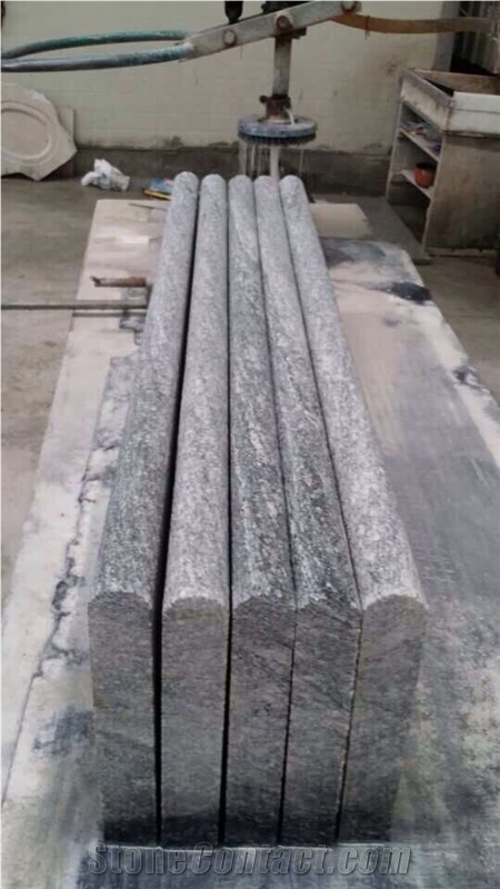 Santiago Grey Granite, Granite Steps, Stair, Riser, Bullnose, Flamed Stair, Sandblasted Stair, Staircase, Deck Stair, Stair Treads