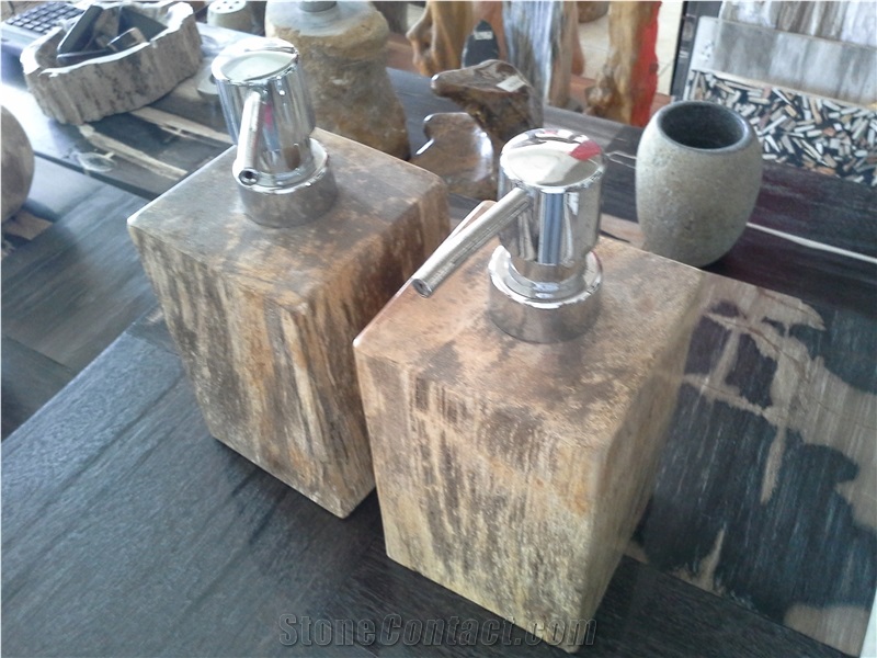 Petrified Wood Liquid Soap Containers, Bathroom Accessories