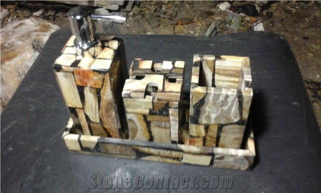 Petrified Wood Liquid Soap Containers, Bathroom Accessories
