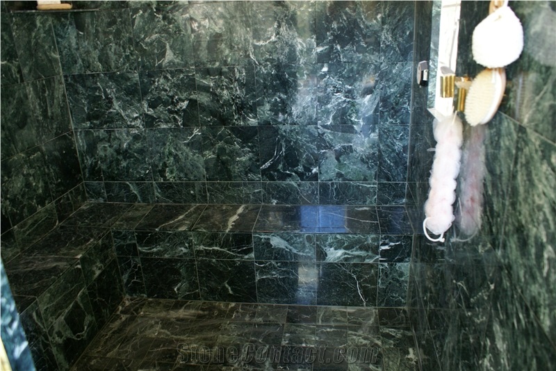 Dark Green Marble Bathroom Design