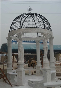 China Stone Gazebo & Pavilions,Column Gazebo,Garden Gazebo with Iron Top,Western Style Gazebo,Marble Carved Gazebo,Sculptured Garden Gazebo, Landscaping Stones