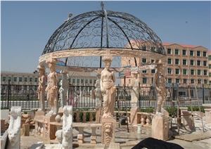 China Stone Gazebo & Pavilions,Column Gazebo,Garden Gazebo with Iron Top,Western Style Gazebo,Marble Carved Gazebo,Sculptured Garden Gazebo, Landscaping Stones