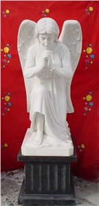 China White Jade Marble Sculpture, Polished Angel Handcarved Sculpture, Marble Sculpture