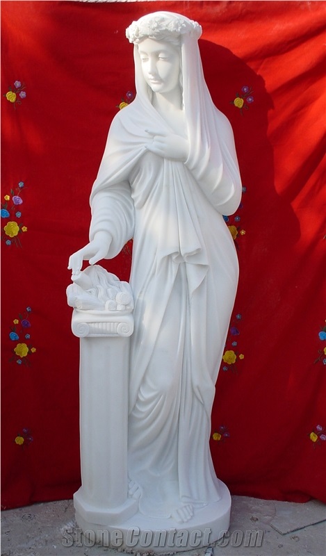 China White Marble Creatived Figure Statues, Handcarved Sculptures, Western Style Marble Human Sculptures & Statues,Wedding Girl Statue