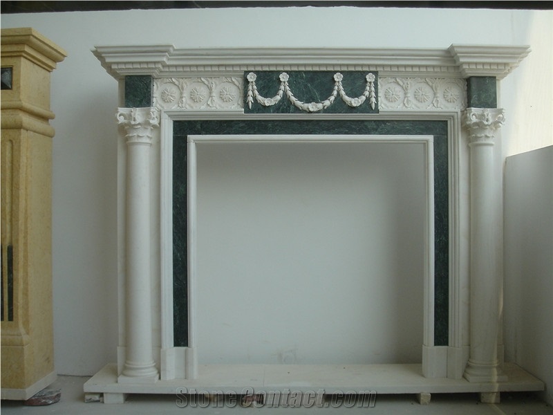 China White Marble Fireplace Mantel