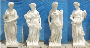 Four Season Handcarved Statues, China White Marble Human Sculptures, Four Women Statues, Hancraving