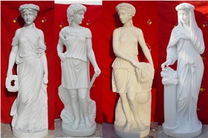 Four Season Statue,White Marble Human Sculpture,Ladies Statue,China White Jade Marble,Factory Price,On Sales