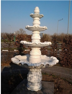Handcarved Marble Outdoor Garden Water Fountain,Garden White Marble Water Fountain,White Marble Outdoor Fountain,China White Marble Water Fountain Sale