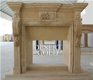 High Quality Indoor Natural Beige Marble Fireplace Hot Sale, Own Factory, Cheapest Marble Fireplace in Stock