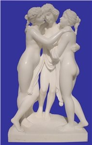 Human Sculpture, China White Marble Sculpture, Handcavred Statues, Pretty Girls Sculptures/ Sister Statues