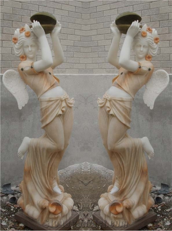 Multicolor Marble Lady Engraving Stone,Own Factory Sculptured Yound Lady Human Beings,Cheap Watering Featured Garden Deocration,China Marble,Mixed Colour Statue