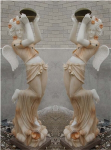 Multicolor Marble Lady Engraving Stone,Own Factory Sculptured Yound Lady Human Beings,Cheap Watering Featured Garden Deocration,China Marble,Mixed Colour Statue
