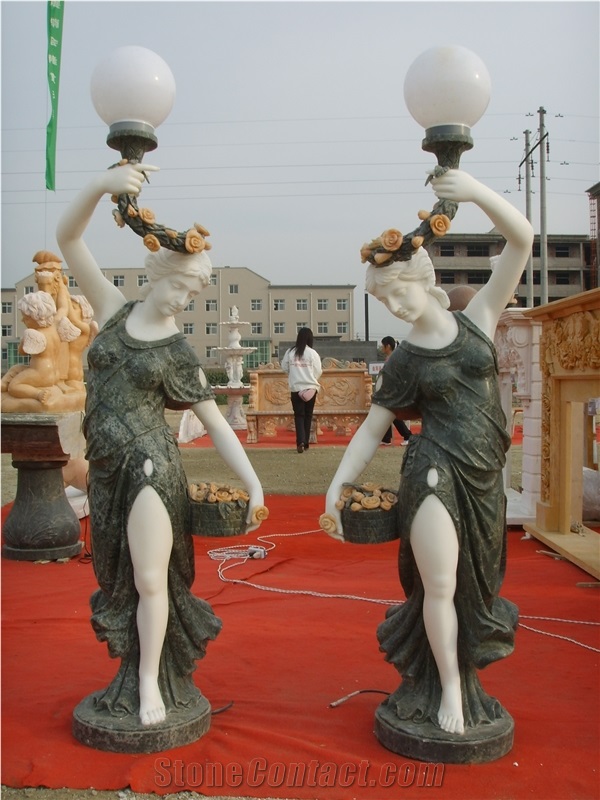 Multicolor Marble Lady Engraving Stone,Own Factory Sculptured Yound Lady Human Beings,Cheap Watering Featured Garden Deocration