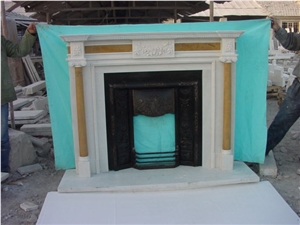 Multicolour Marble Carved Fireplace, Handmade Sculpture Fireplace, China Marble Fireplace Mantel, Own Factory