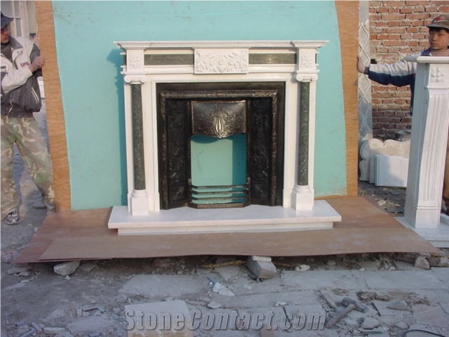 Multicolour Marble Carved Fireplace, Handmade Sculpture Fireplace, China Marble Fireplace Mantel, Own Factory