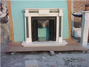 Multicolour Marble Carved Fireplace, Handmade Sculpture Fireplace, China Marble Fireplace Mantel, Own Factory