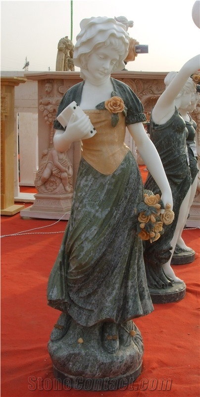 Multicolour/Mixed Colour Marble Sculpture,Marble Human Sculpture,China Marble Carving Statue for Garden Decoration,Outdoor Statue