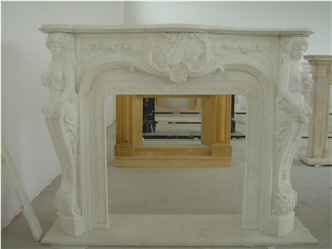 On Sale Carved Stone Fireplace,White Fireplace Mantel,Marble Fireplace Surround