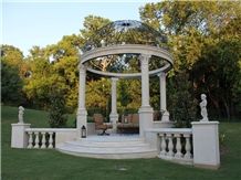 Polished White Marble Gazebo,Garden Gazebo,Own Factory Porches,High Quality Pavilions,Garden Gazebo with Iron Top,Western Style Gazebo,Marble Carved Gazebo,Sculptured Garden Gazebo, Landscaping Stones