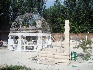 White Marble Gazebo,China Stone Gazebo & Pavilions,Column Gazebo,Garden Gazebo with Iron Top,Western Style Gazebo,Marble Carved Gazebo,Sculptured Garden Gazebo,Landscaping Stones