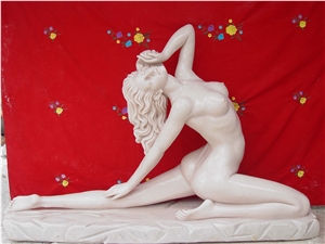 White Marble Human Sculpture,China White Jade Marble Statue,Freedom Lady Carving