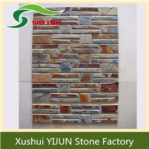 Popular China Rustic Thin Natural Stacked Stone, Brown Slate Cultured Stone Popular China Rustic Thin Natural Stacked Stone, Brown Slate Cultured Stone