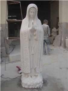 Hand Carved Hunan White Marble Stone Religious the Virgin Mary Statue & Sculpture